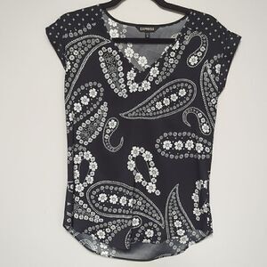 Express Black and white v neck Blouse
